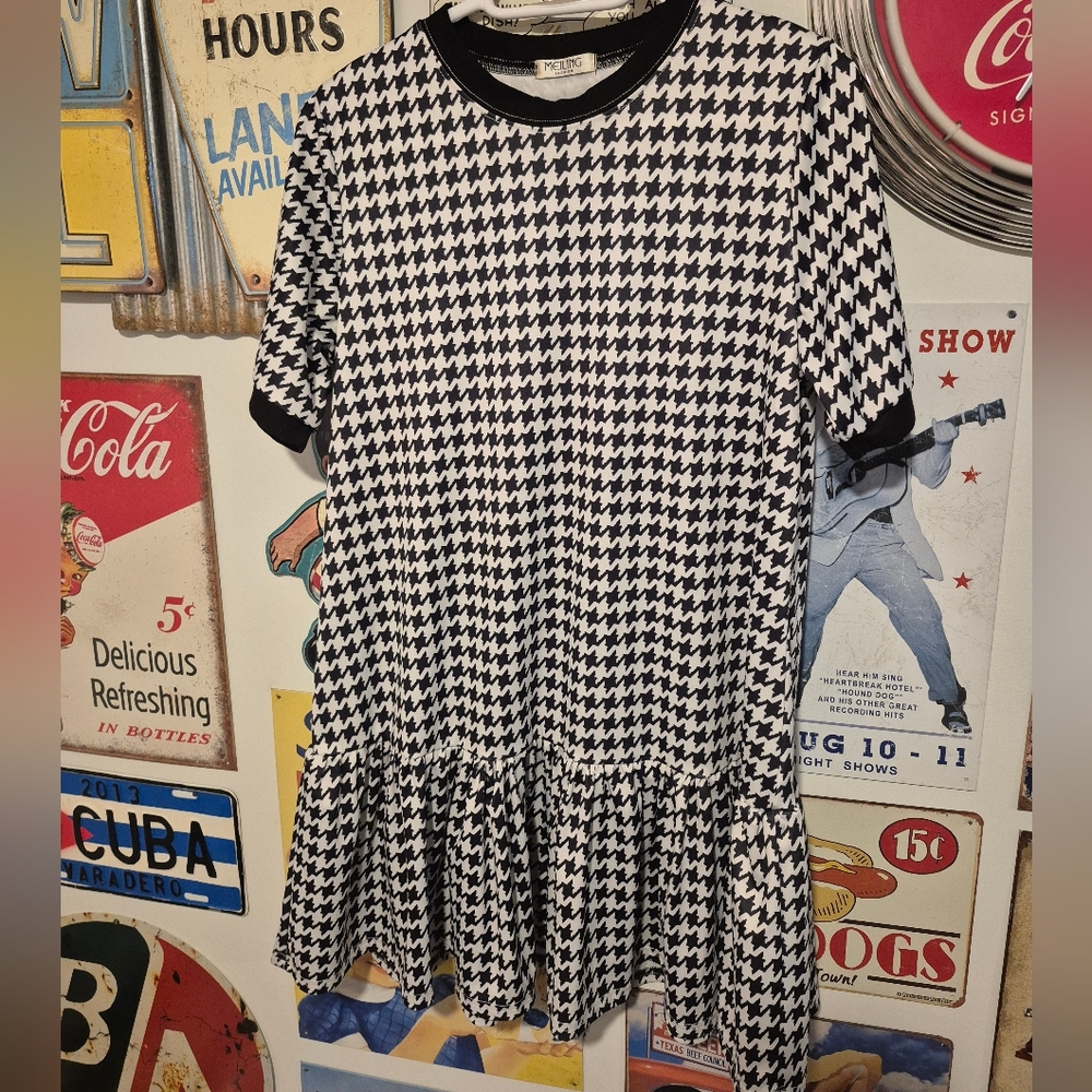 Black and White Houndstooth Dress